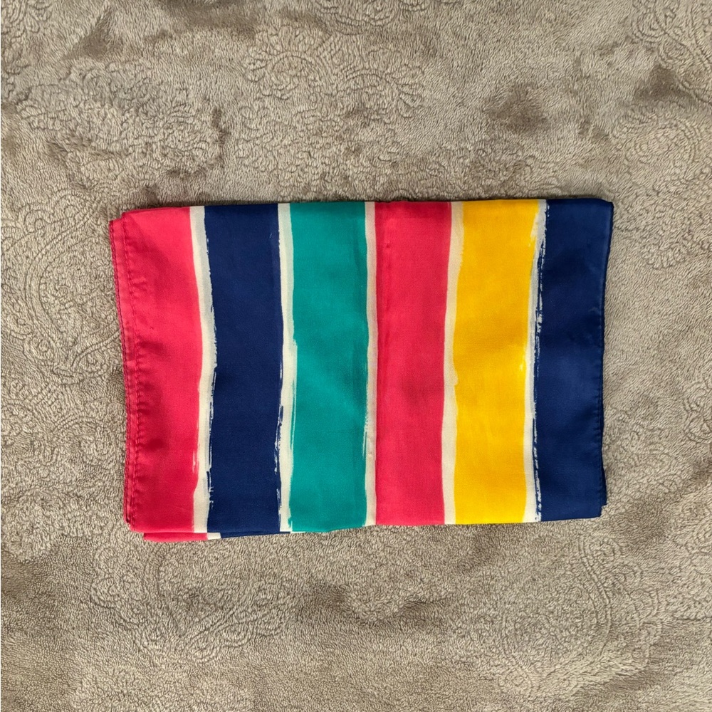 Sarah Coventry Teal and Pink Striped Scarf